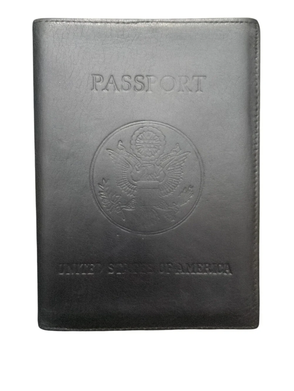 Leather Passport Holder for Men - Black